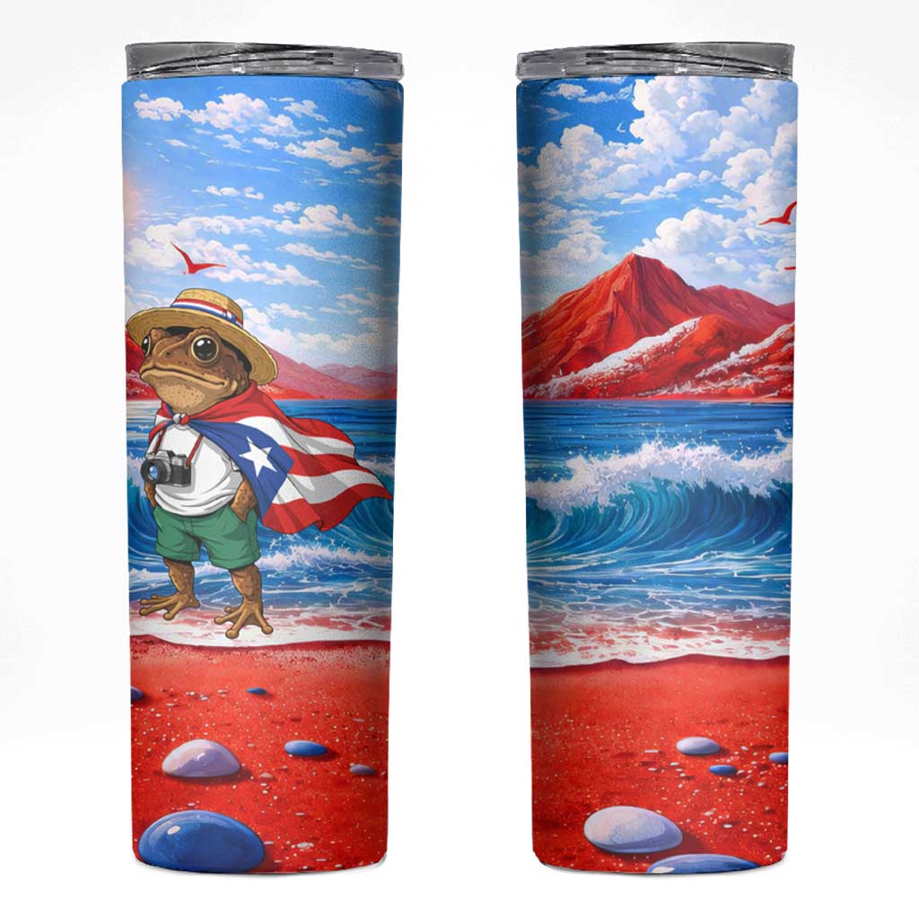 Coqui Frog Puerto Rico Flag Skinny Tumbler Taino Boricua Puerto Rican