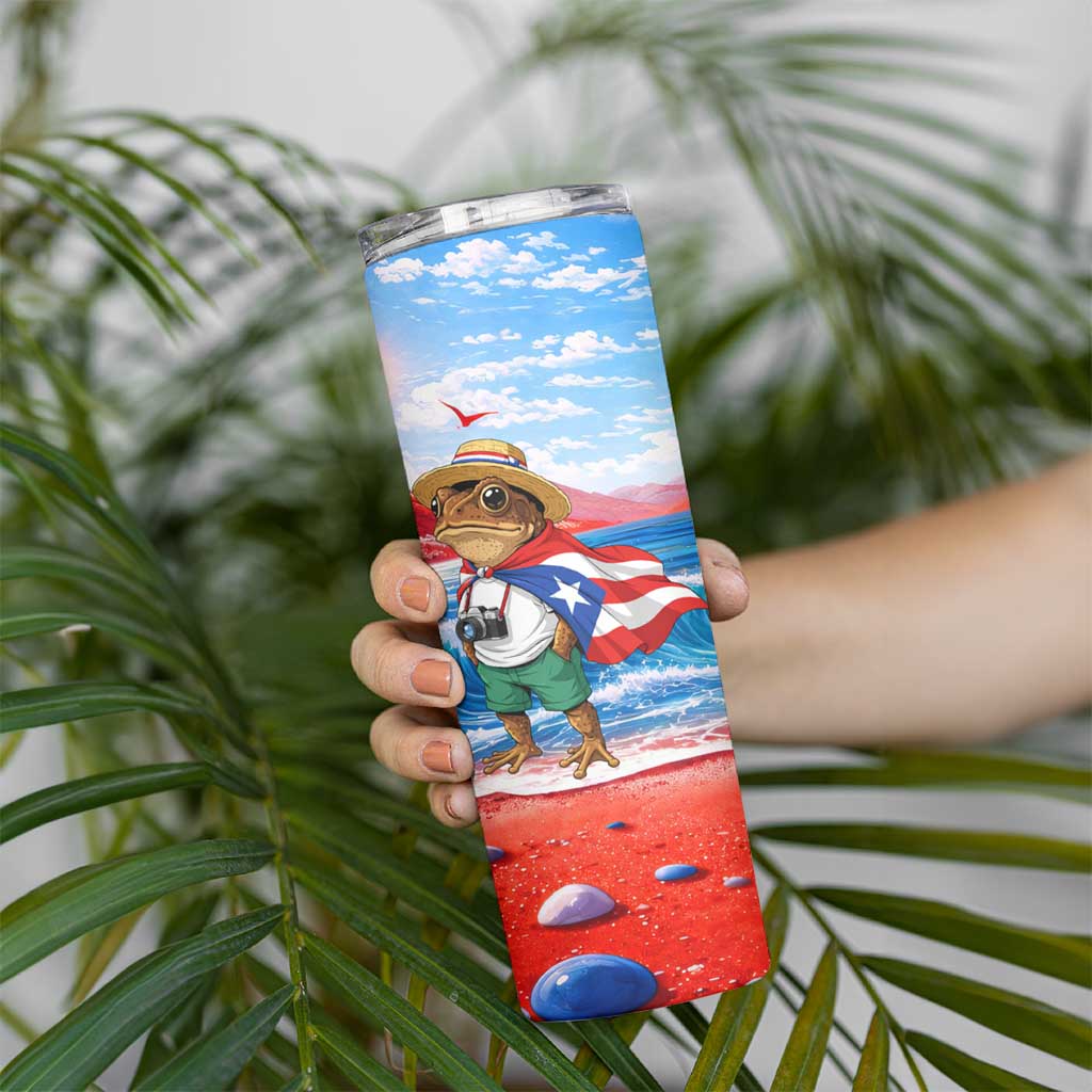 Coqui Frog Puerto Rico Flag Skinny Tumbler Taino Boricua Puerto Rican