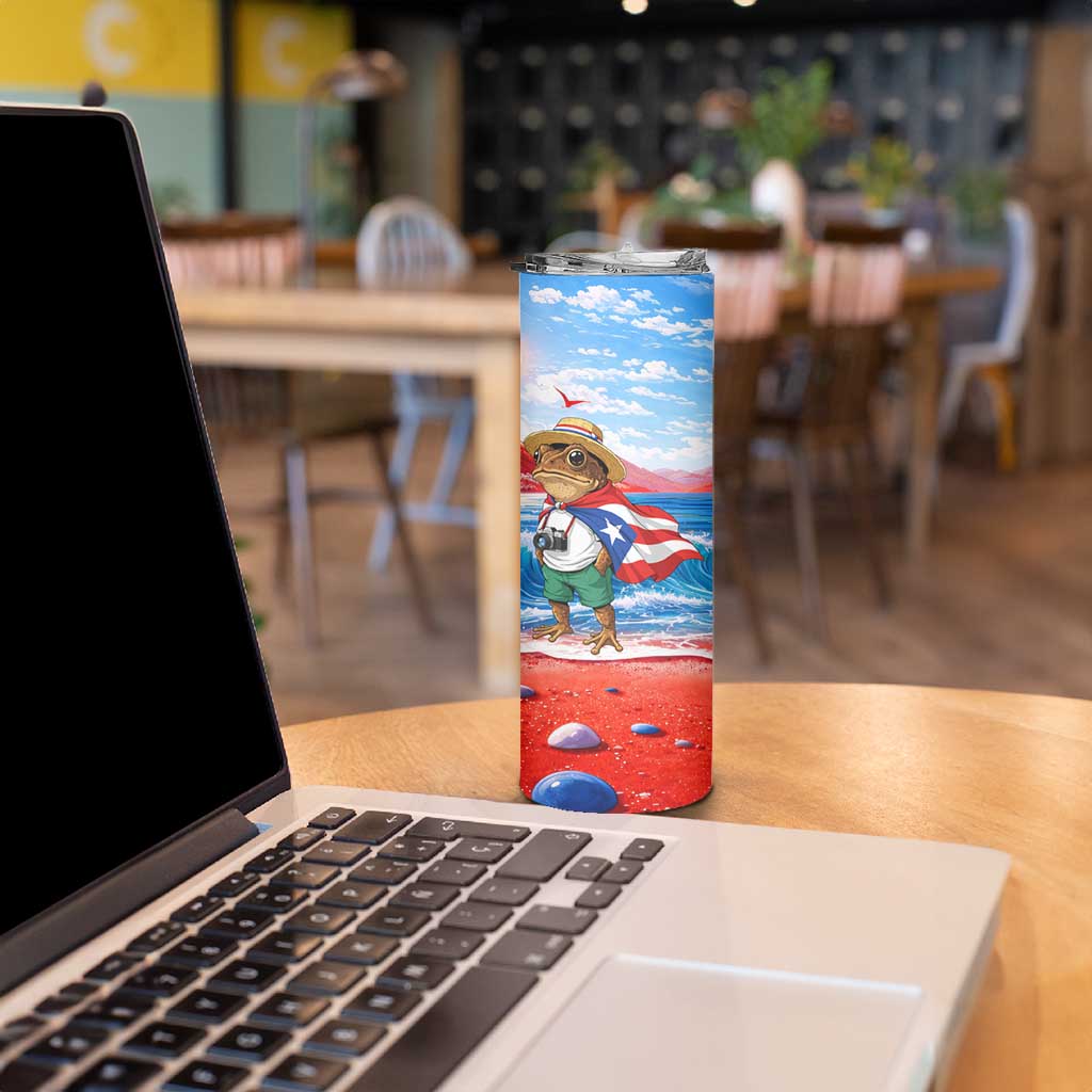 Coqui Frog Puerto Rico Flag Skinny Tumbler Taino Boricua Puerto Rican