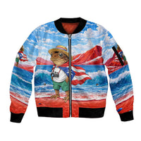 Coqui Frog Puerto Rico Flag Sleeve Zip Bomber Jacket Taino Boricua Puerto Rican
