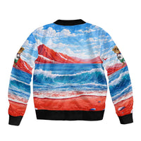 Coqui Frog Puerto Rico Flag Sleeve Zip Bomber Jacket Taino Boricua Puerto Rican