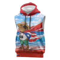 Coqui Frog Puerto Rico Flag Sleeveless Hoodie Taino Boricua Puerto Rican