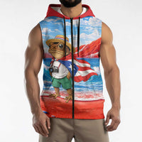 Coqui Frog Puerto Rico Flag Sleeveless Zip Hoodie Taino Boricua Puerto Rican