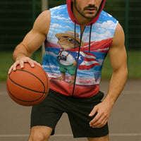 Coqui Frog Puerto Rico Flag Sleeveless Zip Hoodie Taino Boricua Puerto Rican