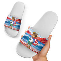 Coqui Frog Puerto Rico Flag Slide Sandals Taino Boricua Puerto Rican