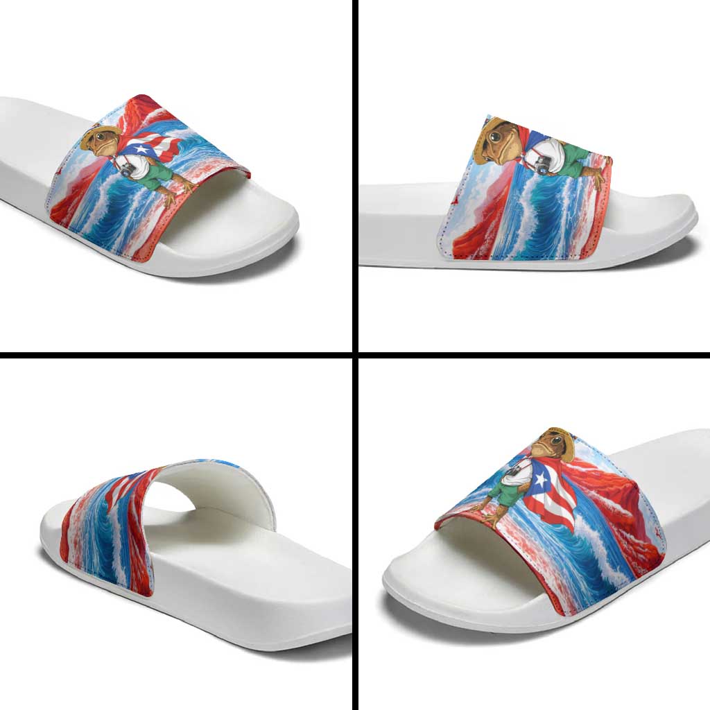 Coqui Frog Puerto Rico Flag Slide Sandals Taino Boricua Puerto Rican