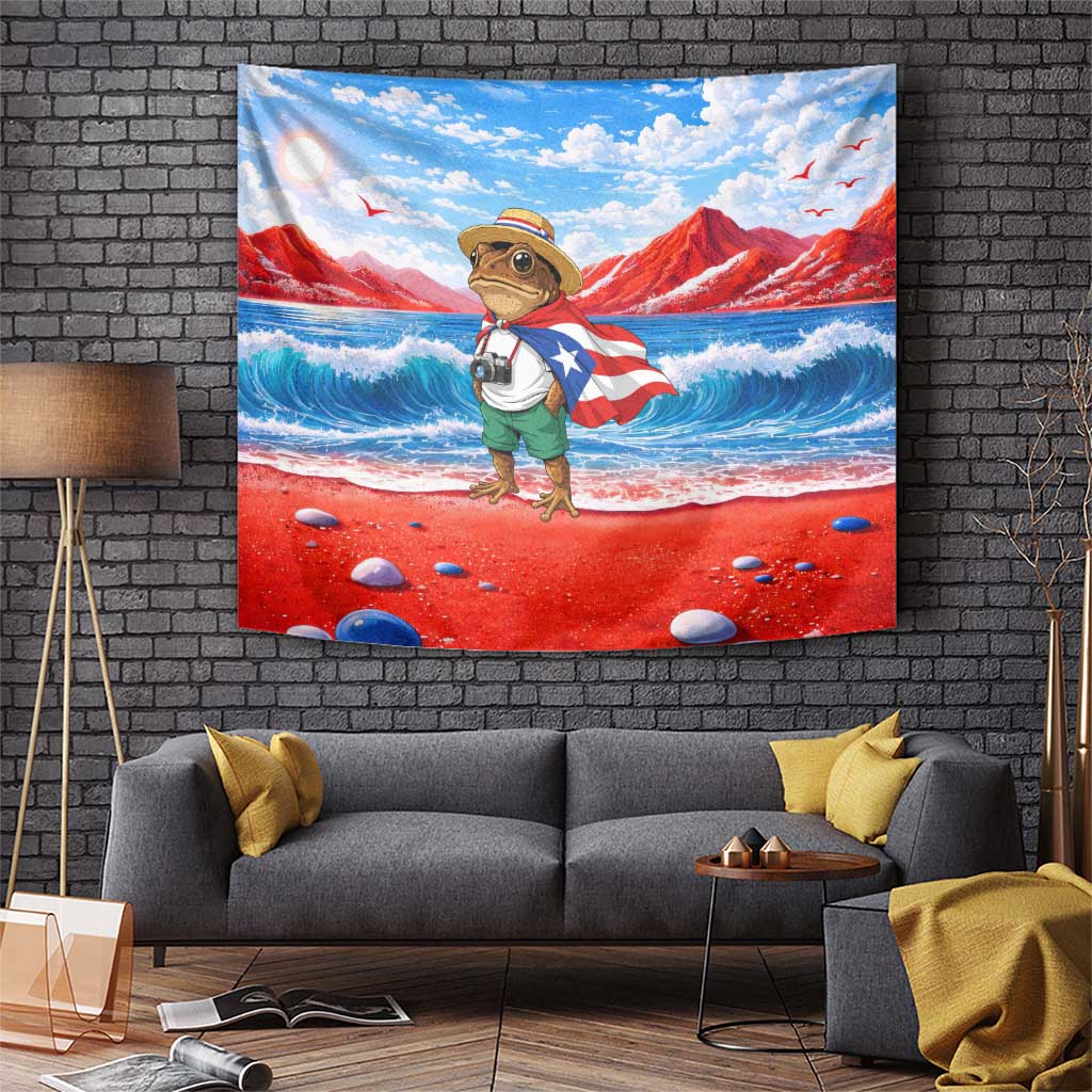 Coqui Frog Puerto Rico Flag Tapestry Taino Boricua Puerto Rican
