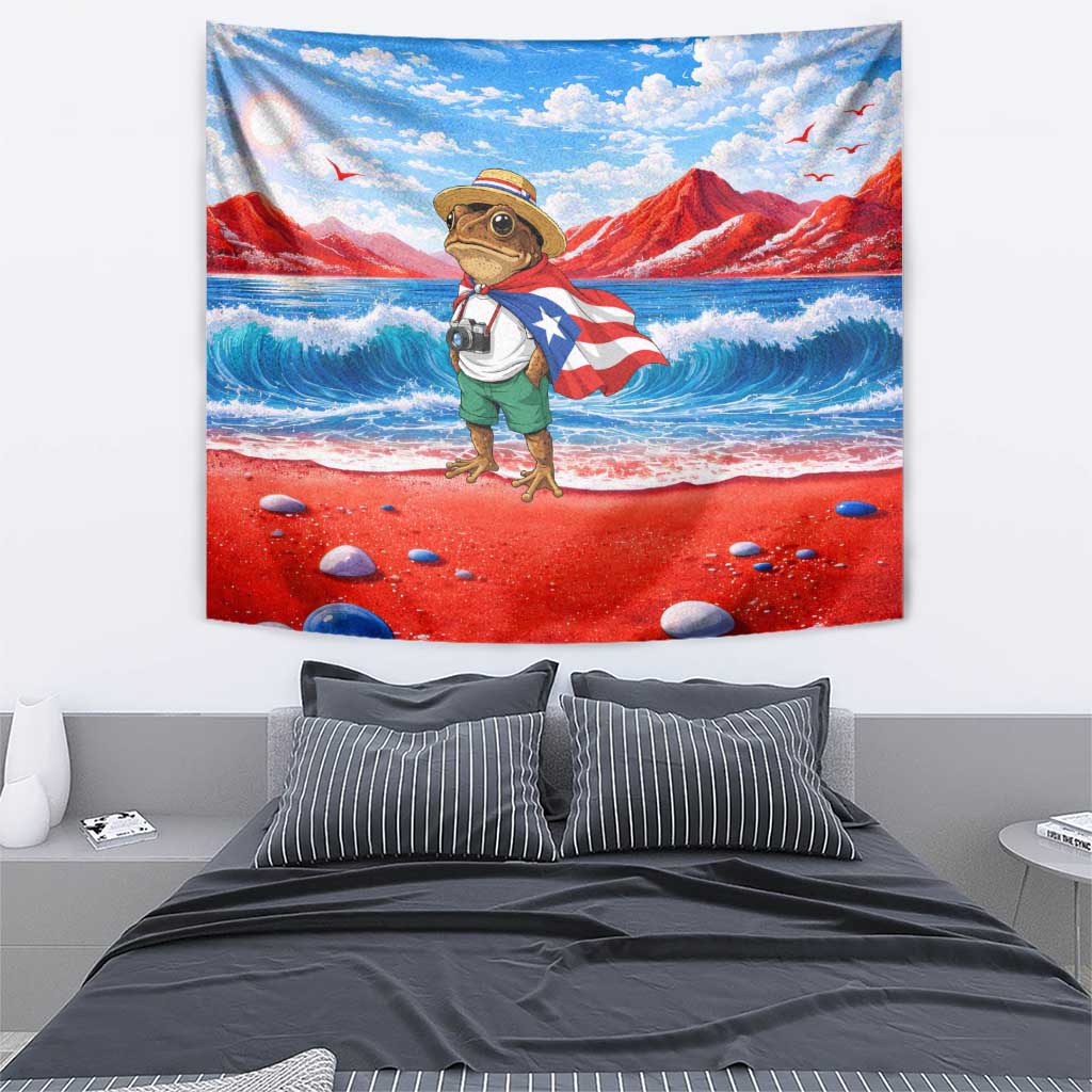 Coqui Frog Puerto Rico Flag Tapestry Taino Boricua Puerto Rican