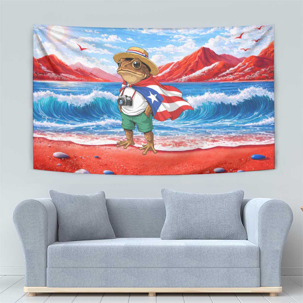 Coqui Frog Puerto Rico Flag Tapestry Taino Boricua Puerto Rican