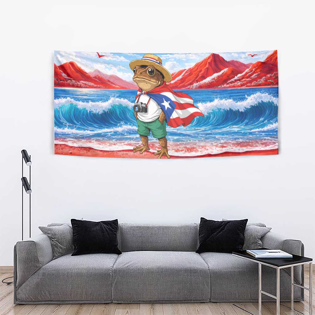 Coqui Frog Puerto Rico Flag Tapestry Taino Boricua Puerto Rican