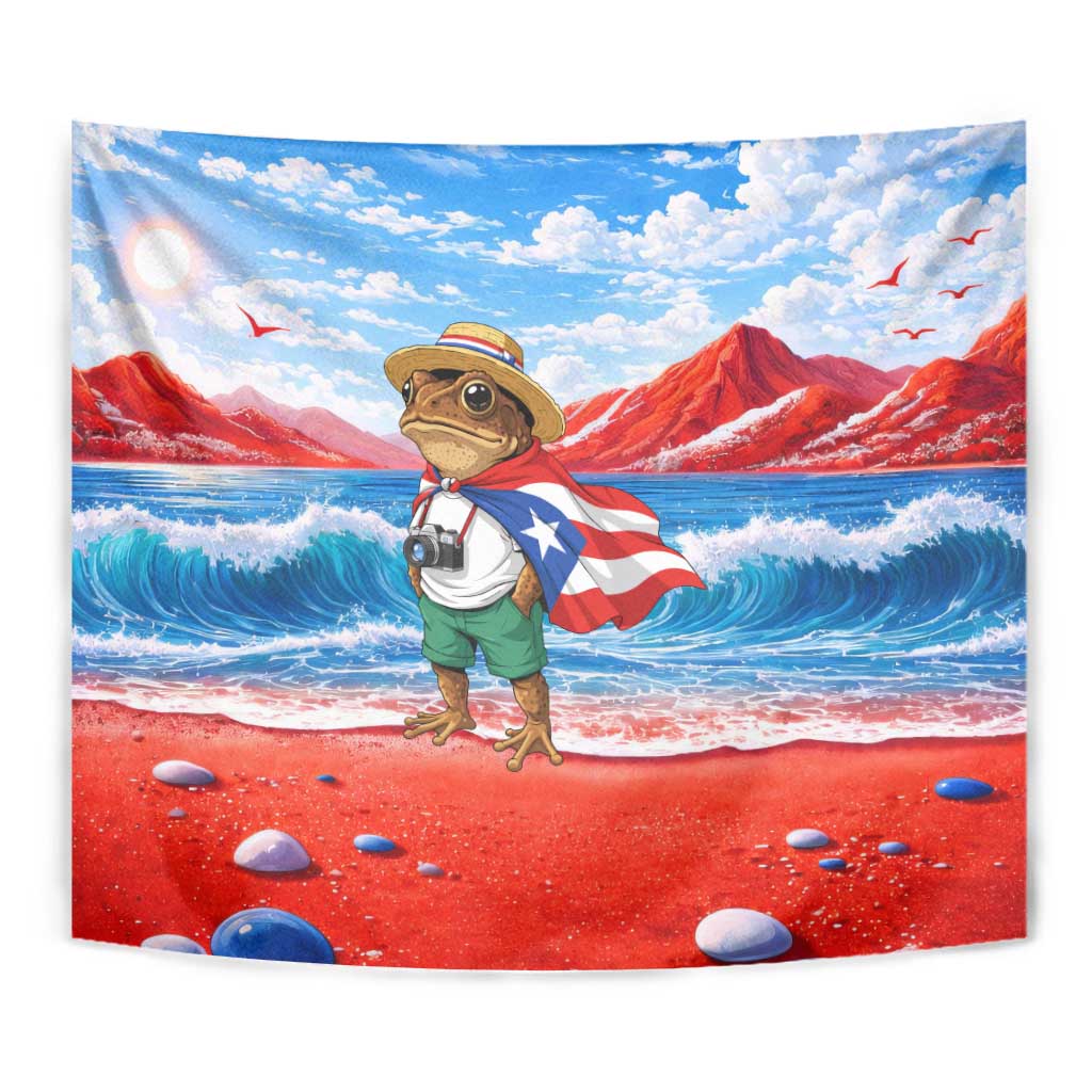 Coqui Frog Puerto Rico Flag Tapestry Taino Boricua Puerto Rican