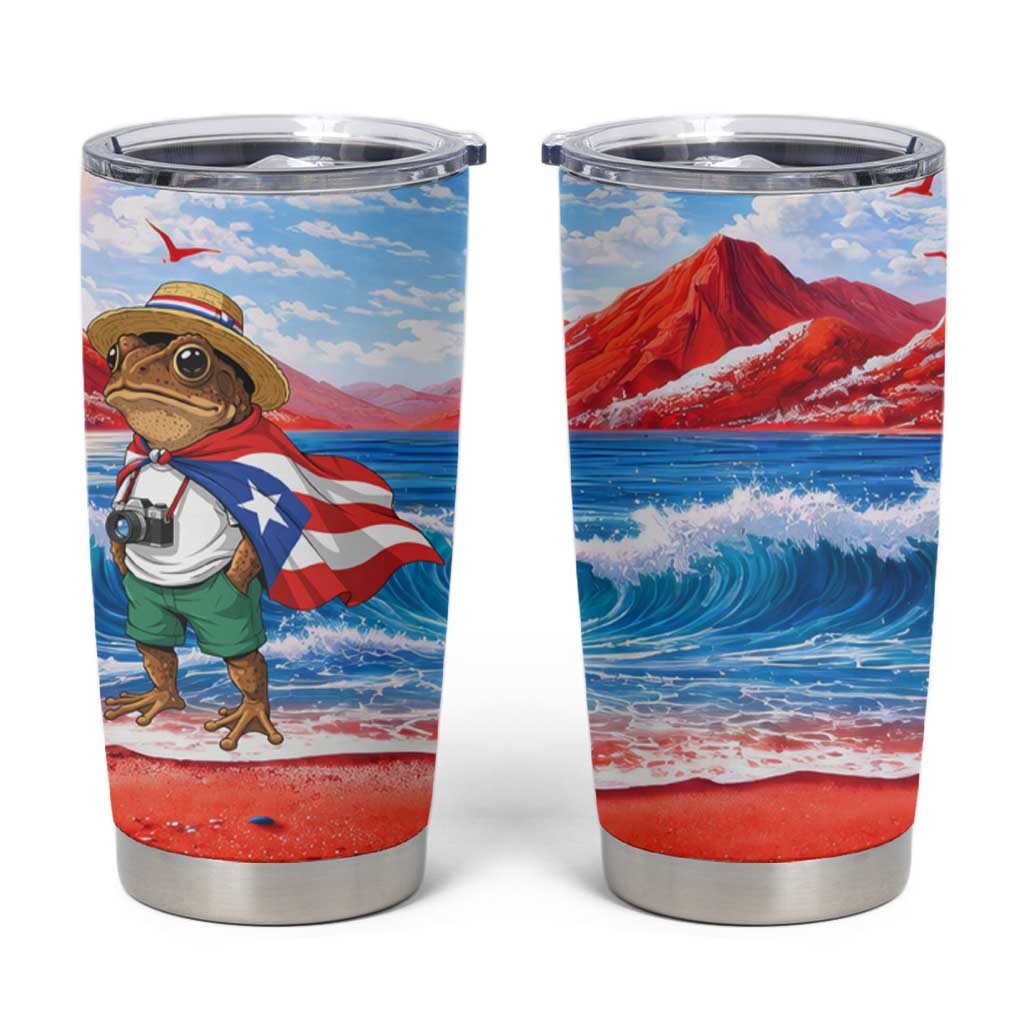 Coqui Frog Puerto Rico Flag Tumbler Cup Taino Boricua Puerto Rican