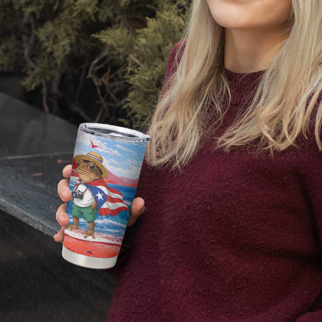 Coqui Frog Puerto Rico Flag Tumbler Cup Taino Boricua Puerto Rican