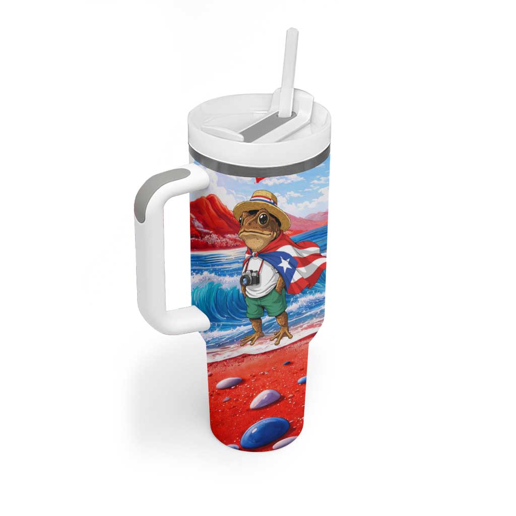 Coqui Frog Puerto Rico Flag Tumbler With Handle Taino Boricua Puerto Rican