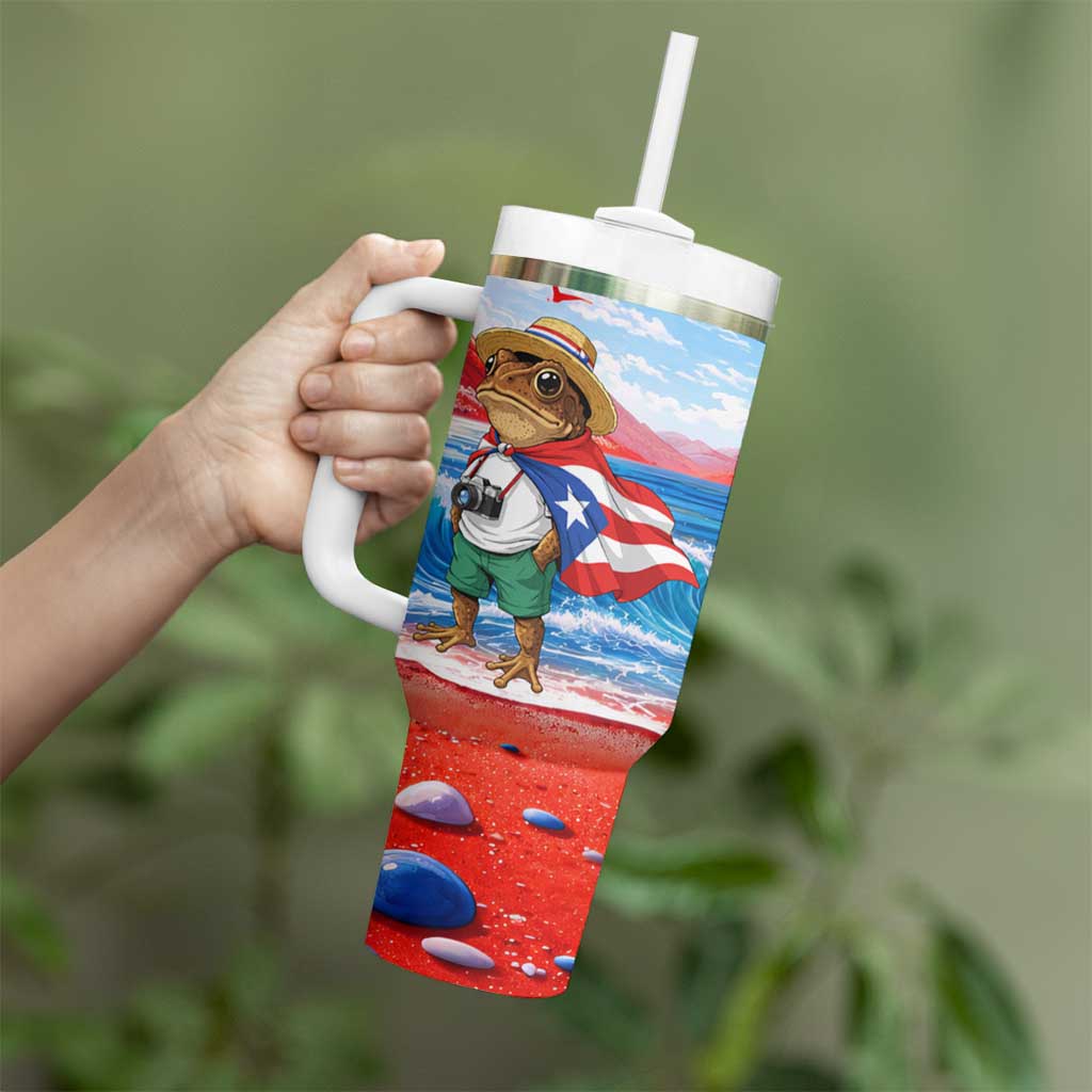 Coqui Frog Puerto Rico Flag Tumbler With Handle Taino Boricua Puerto Rican