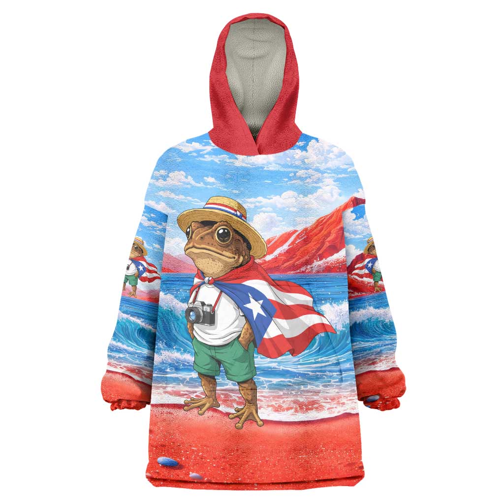 Coqui Frog Puerto Rico Flag Wearable Blanket Hoodie Taino Boricua Puerto Rican