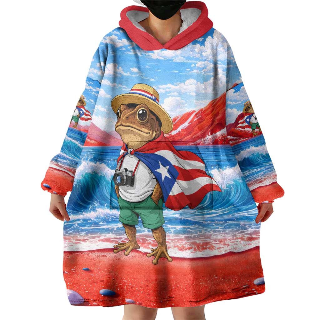Coqui Frog Puerto Rico Flag Wearable Blanket Hoodie Taino Boricua Puerto Rican