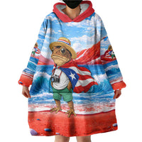 Coqui Frog Puerto Rico Flag Wearable Blanket Hoodie Taino Boricua Puerto Rican