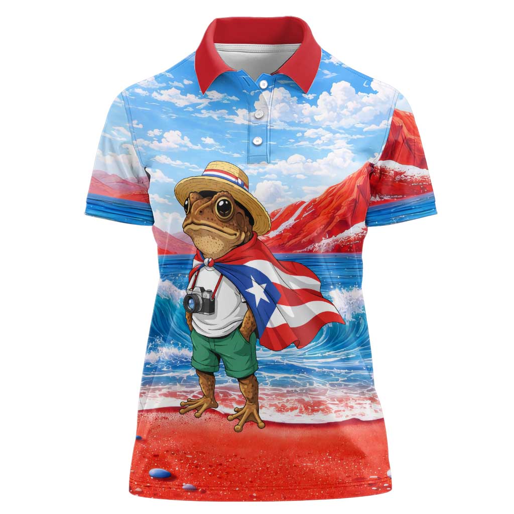 Coqui Frog Puerto Rico Flag Women Polo Shirt Taino Boricua Puerto Rican