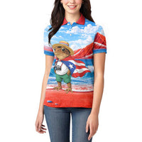Coqui Frog Puerto Rico Flag Women Polo Shirt Taino Boricua Puerto Rican