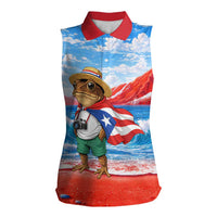 Coqui Frog Puerto Rico Flag Women Sleeveless Polo Shirt Taino Boricua Puerto Rican