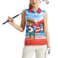 Coqui Frog Puerto Rico Flag Women Sleeveless Polo Shirt Taino Boricua Puerto Rican