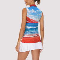 Coqui Frog Puerto Rico Flag Women Sleeveless Polo Shirt Taino Boricua Puerto Rican