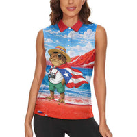 Coqui Frog Puerto Rico Flag Women Sleeveless Polo Shirt Taino Boricua Puerto Rican