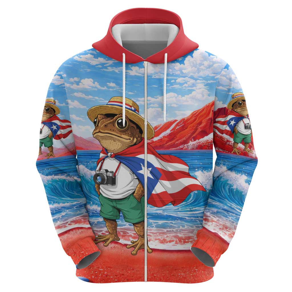 Coqui Frog Puerto Rico Flag Zip Hoodie Taino Boricua Puerto Rican