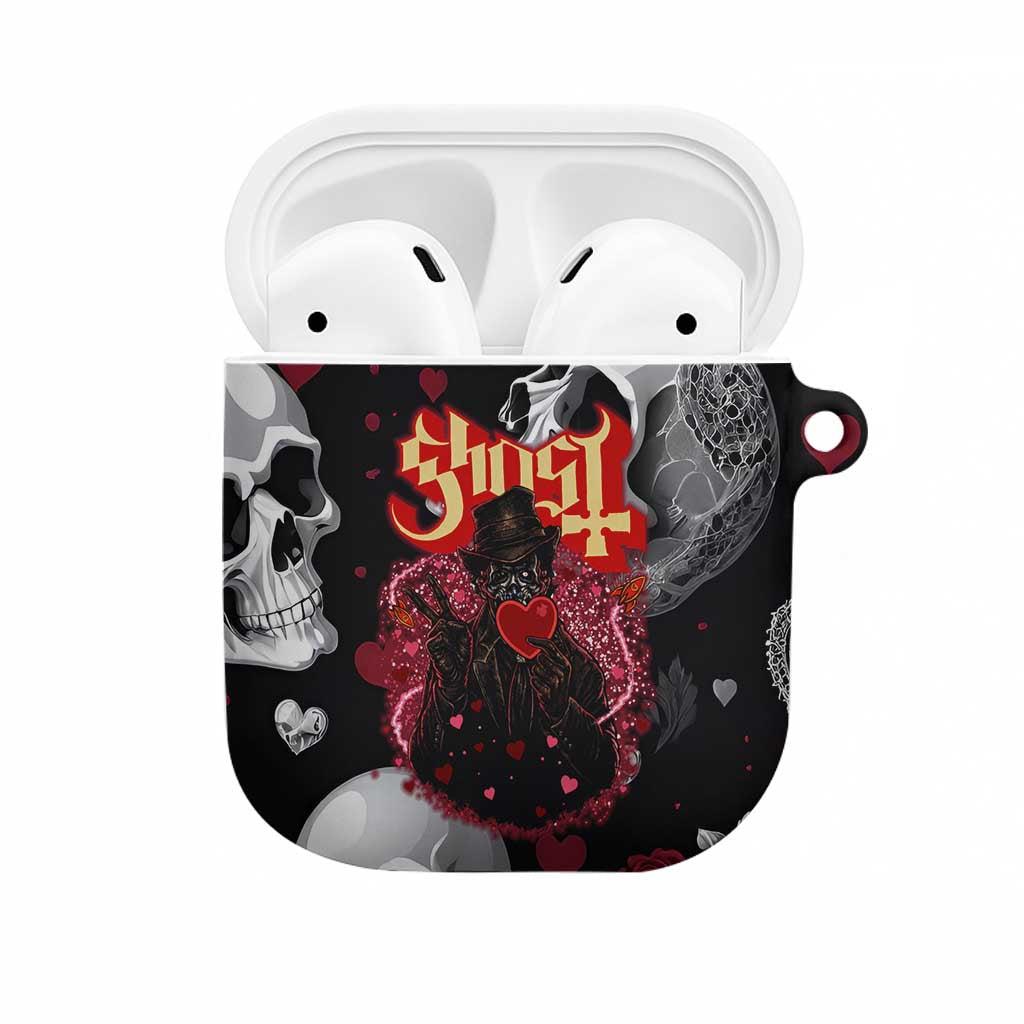 Ghost Valentine AirPods Case with Rockets Skull Heart Pattern