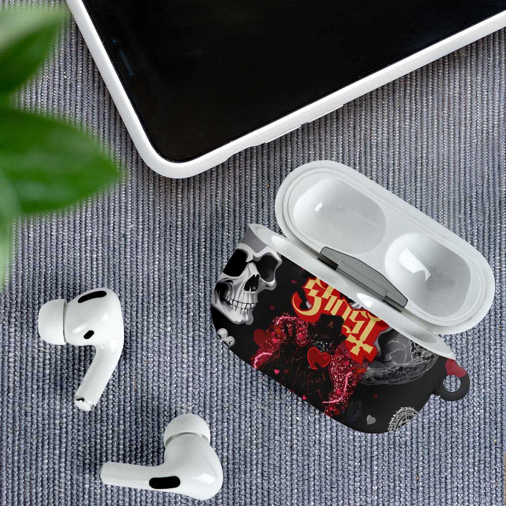 Ghost Valentine AirPods Case with Rockets Skull Heart Pattern