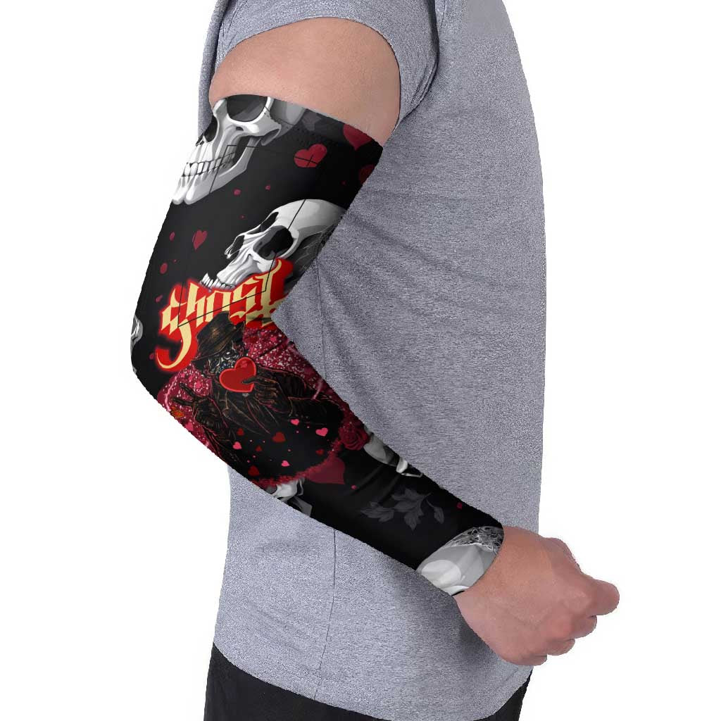 Ghost Valentine Arm Sleeves with Rockets Skull Heart Pattern