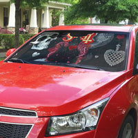 Ghost Valentine Auto Sun Shade with Rockets Skull Heart Pattern
