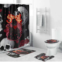 Ghost Valentine Bathroom Set with Rockets Skull Heart Pattern