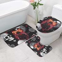 Ghost Valentine Bathroom Set with Rockets Skull Heart Pattern