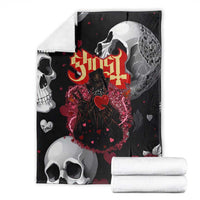 Ghost Valentine Blanket with Rockets Skull Heart Pattern