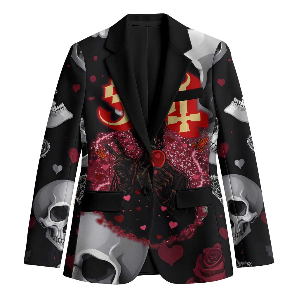 Ghost Valentine Blazer with Rockets Skull Heart Pattern