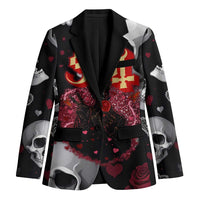Ghost Valentine Blazer with Rockets Skull Heart Pattern