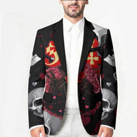 Ghost Valentine Blazer with Rockets Skull Heart Pattern