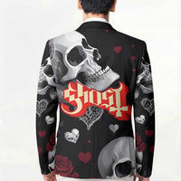 Ghost Valentine Blazer with Rockets Skull Heart Pattern