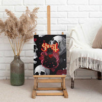 Ghost Valentine Canvas Wall Art with Rockets Skull Heart Pattern