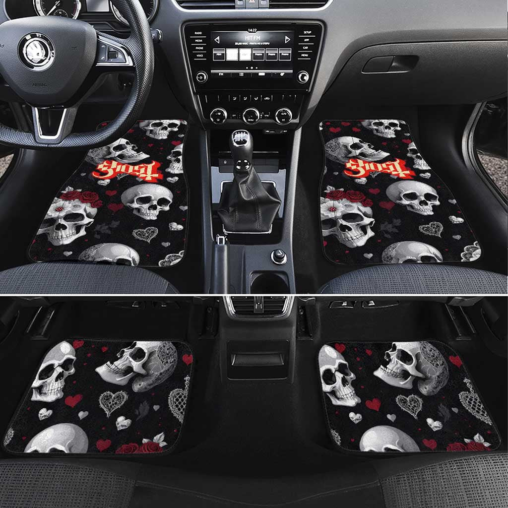 Ghost Valentine Car Mats with Rockets Skull Heart Pattern