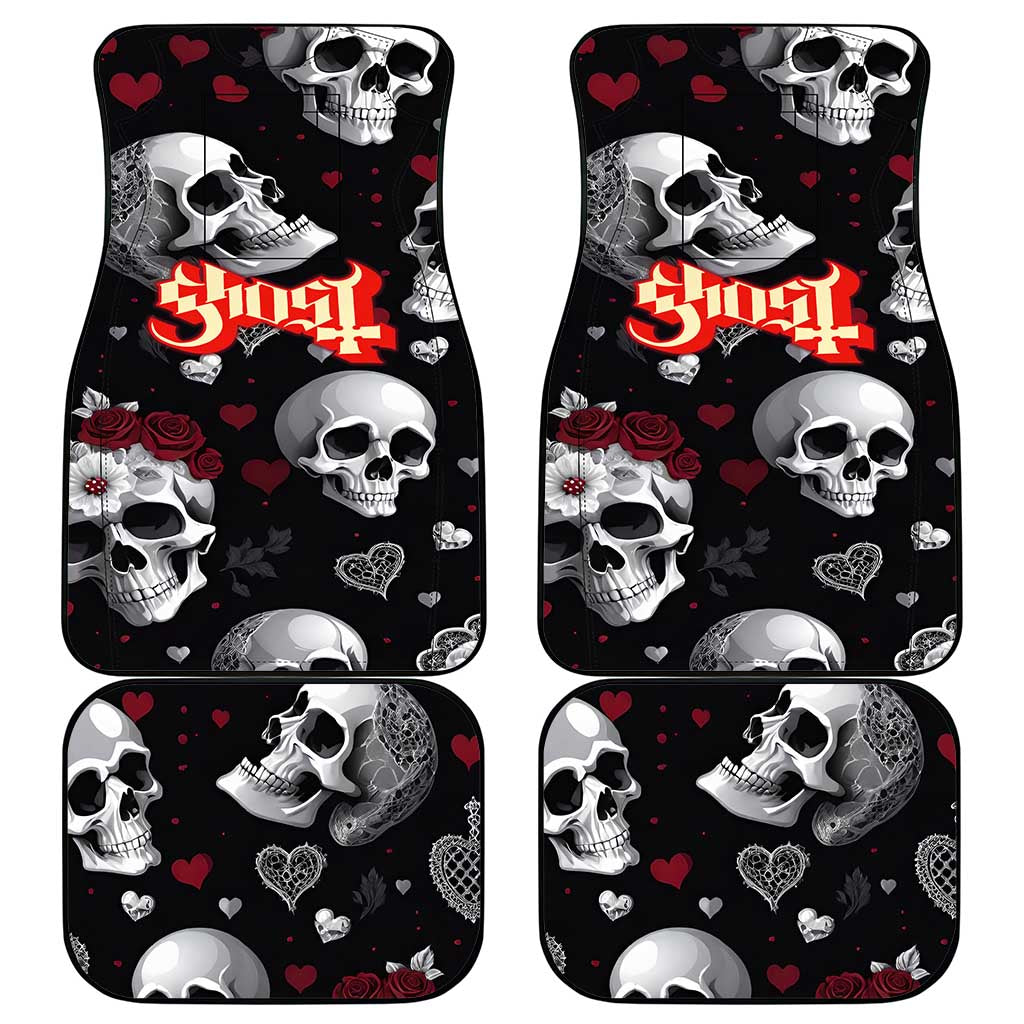 Ghost Valentine Car Mats with Rockets Skull Heart Pattern