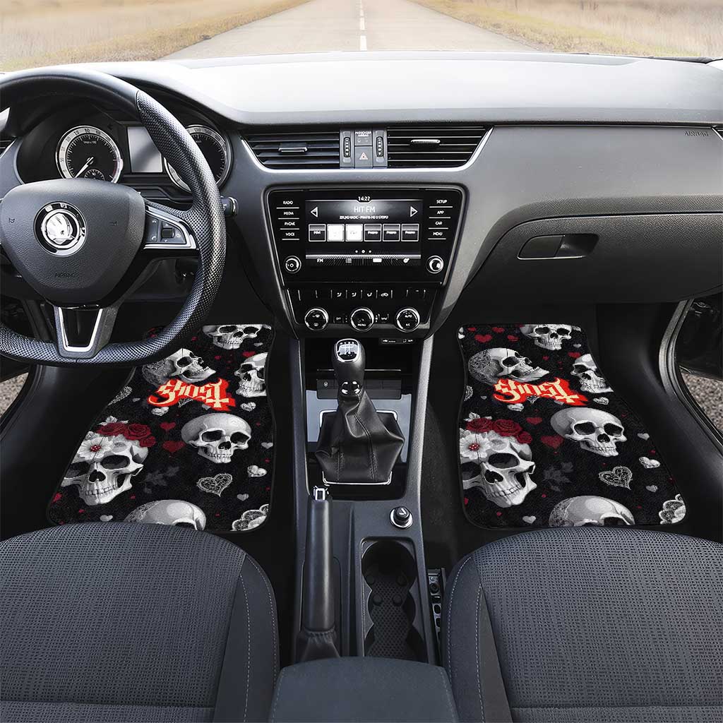 Ghost Valentine Car Mats with Rockets Skull Heart Pattern