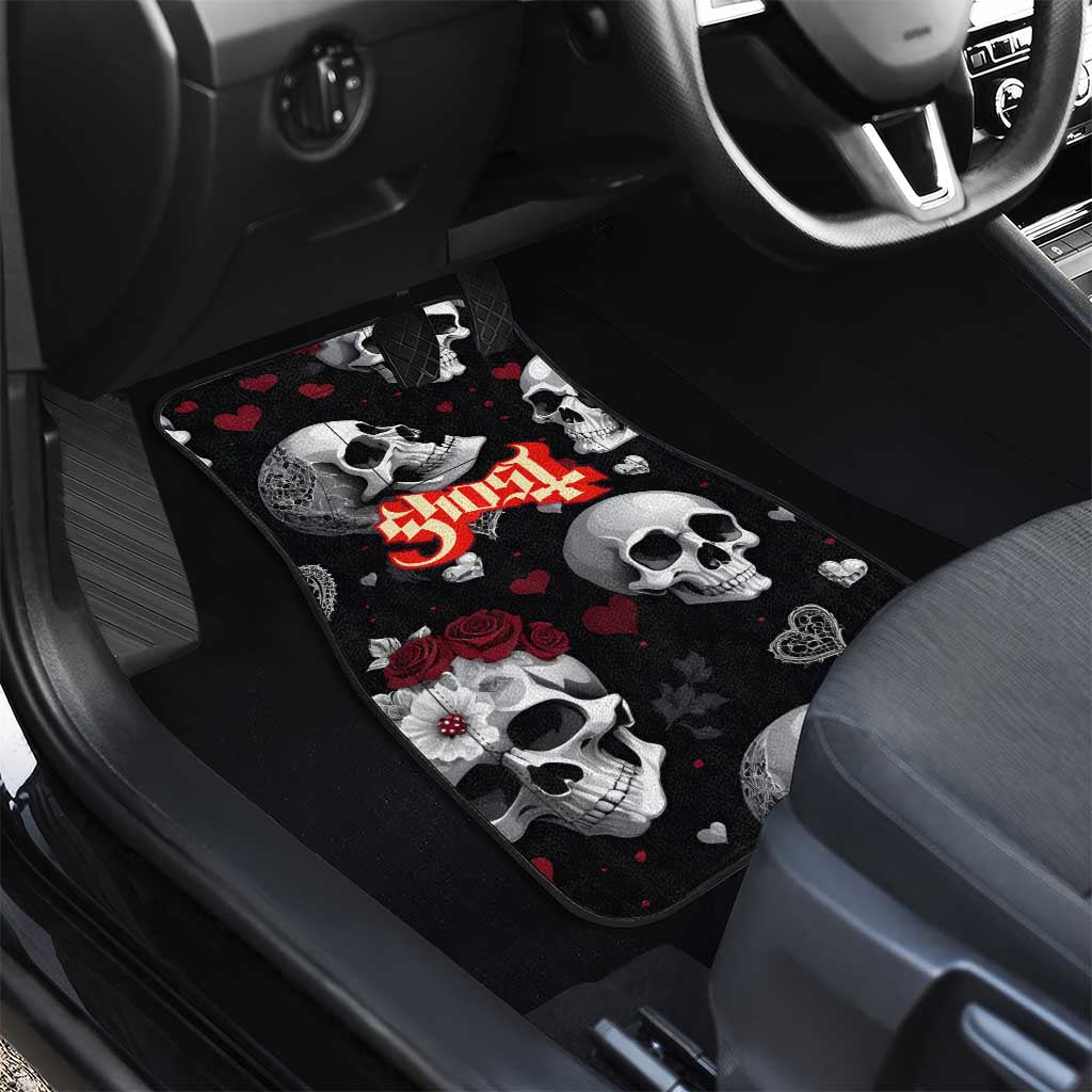 Ghost Valentine Car Mats with Rockets Skull Heart Pattern