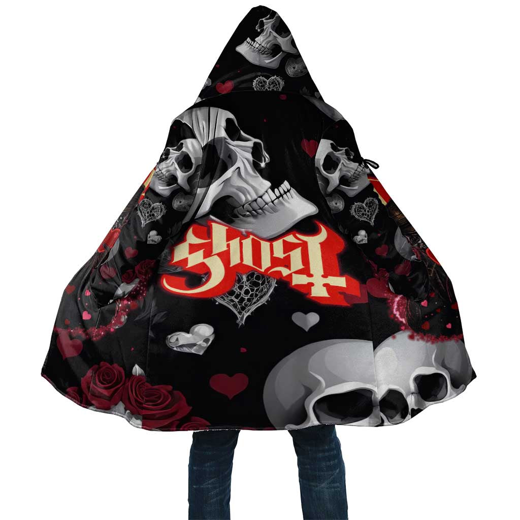 Ghost Valentine Cloak with Rockets Skull Heart Pattern