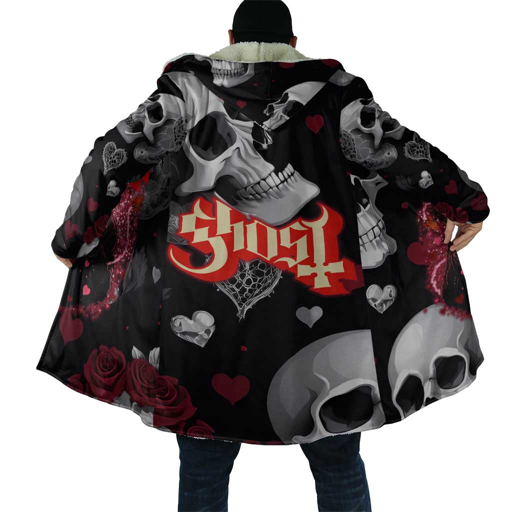 Ghost Valentine Cloak with Rockets Skull Heart Pattern