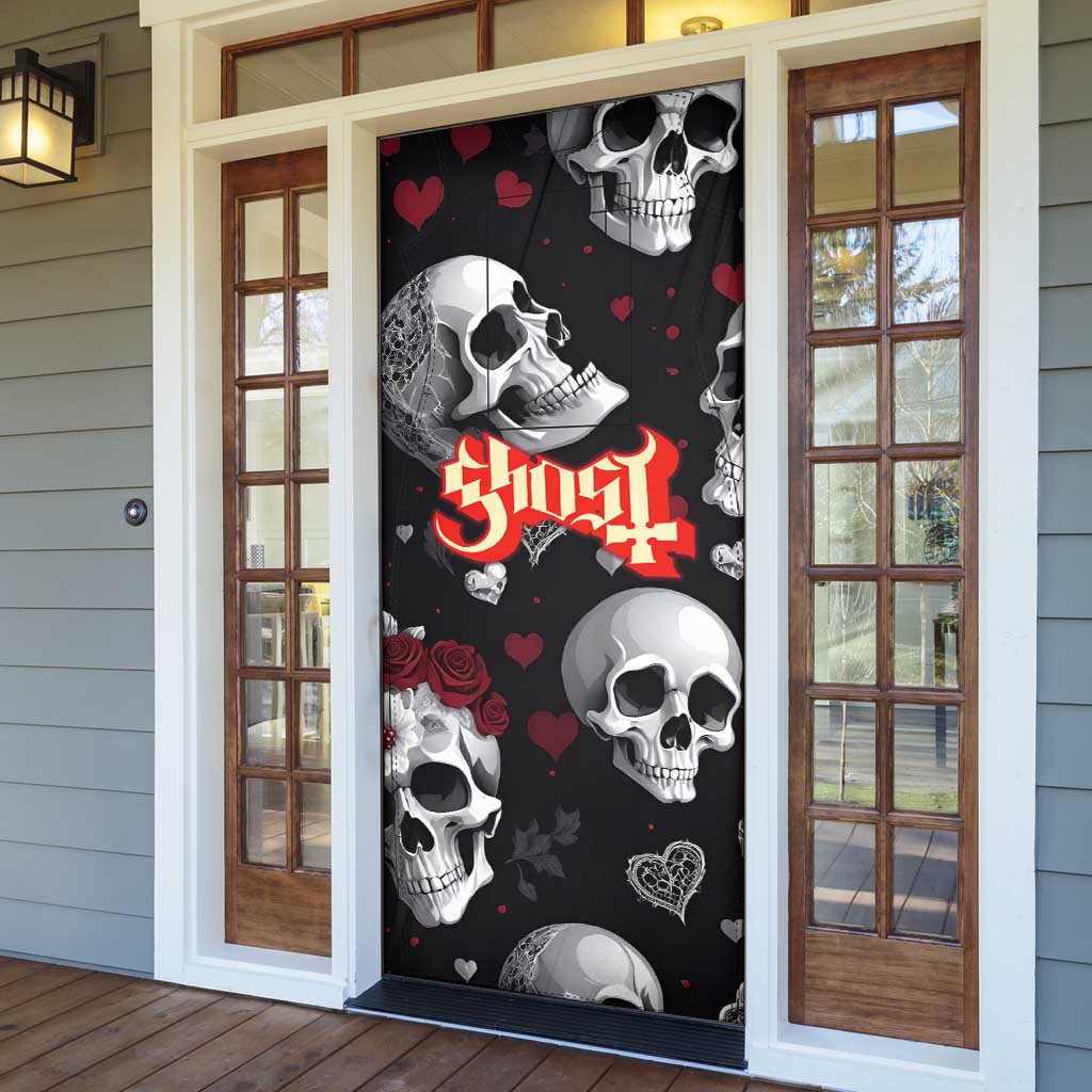 Ghost Valentine Door Cover with Rockets Skull Heart Pattern