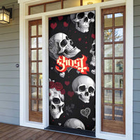 Ghost Valentine Door Cover with Rockets Skull Heart Pattern