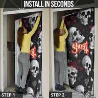 Ghost Valentine Door Cover with Rockets Skull Heart Pattern